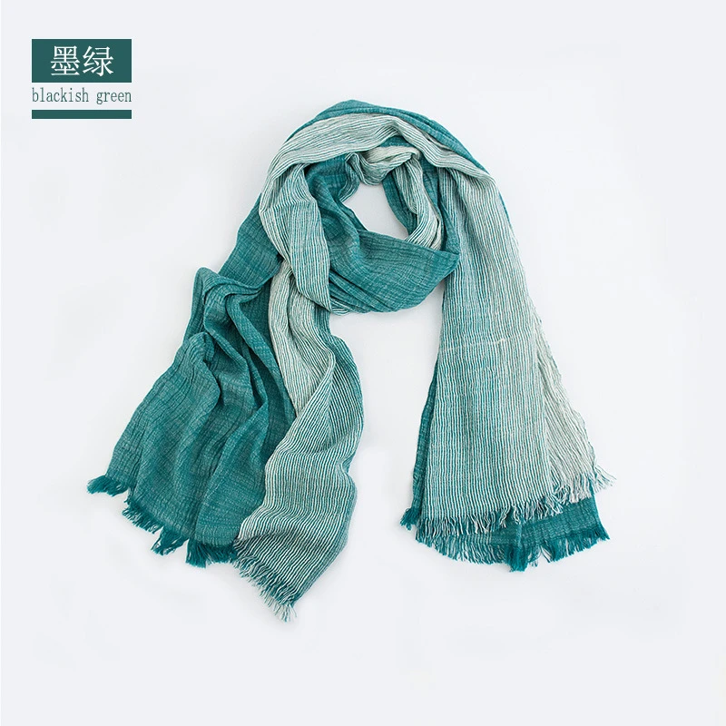mens blanket scarf Unisex Men Women Ombre Shawl Spring Summer Cotton Blend Gradient Scarves Hijab Casual Male Scarves Crinkle Global Scarf YG367 mens linen scarf
