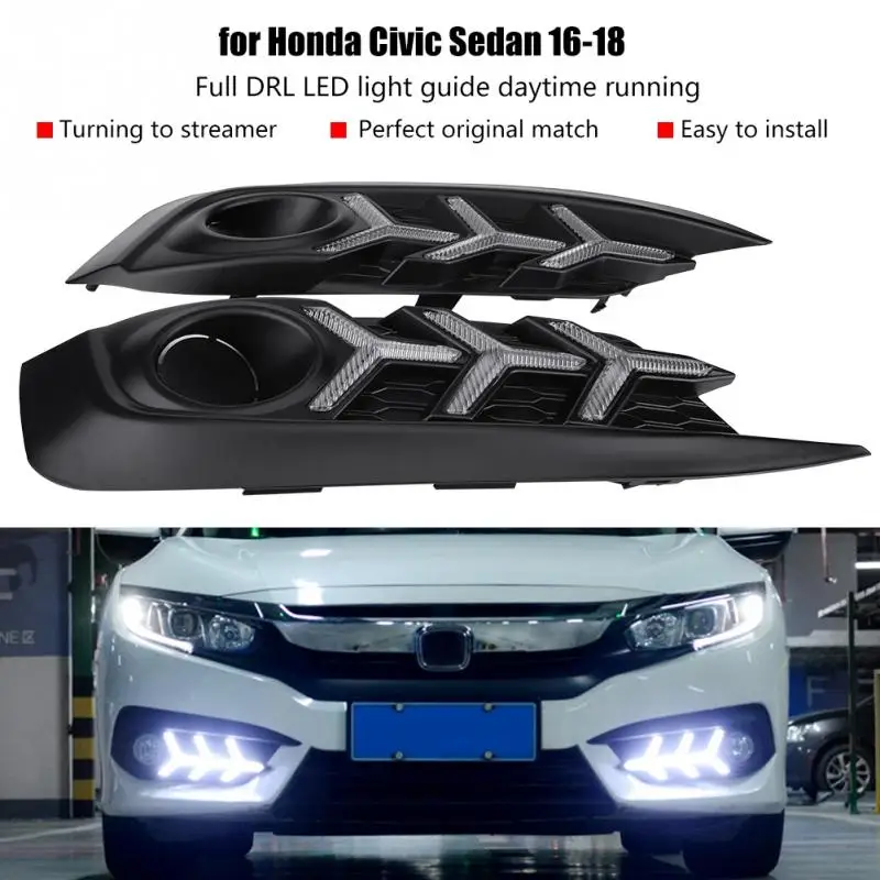 

1Pair Daytime Running Light Turn Signal DRL LED Lights for Honda Civic Sedan 2016 2017 2018 Car Styling