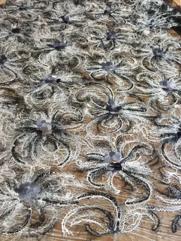 

African NET Lace with sequins Bridal Tulle lace Fabric hot sale embroider net Lace Nigeria lace fabric