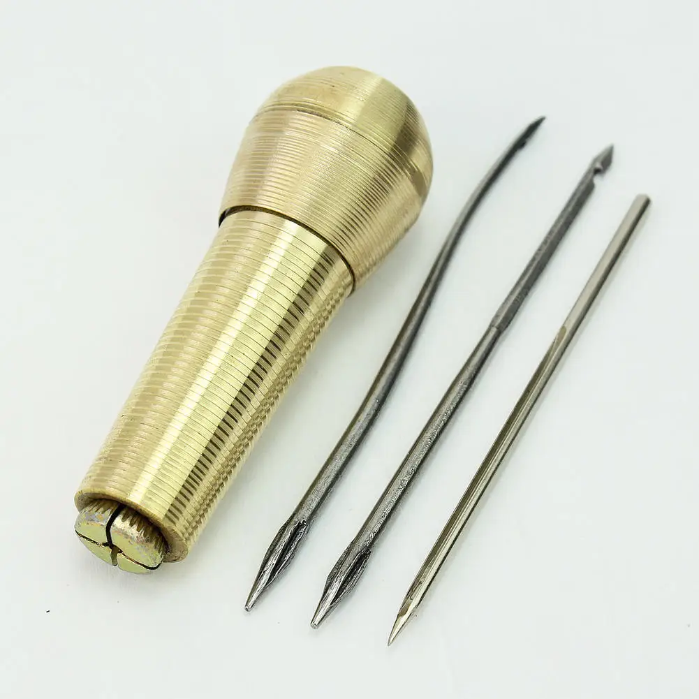 

Applied Golden Canvas Leather Tent Shoes Sewing Awl Hand Stitcher Leathercraft Needle Kit Tool Taper Shank Needle Hole Hook Set