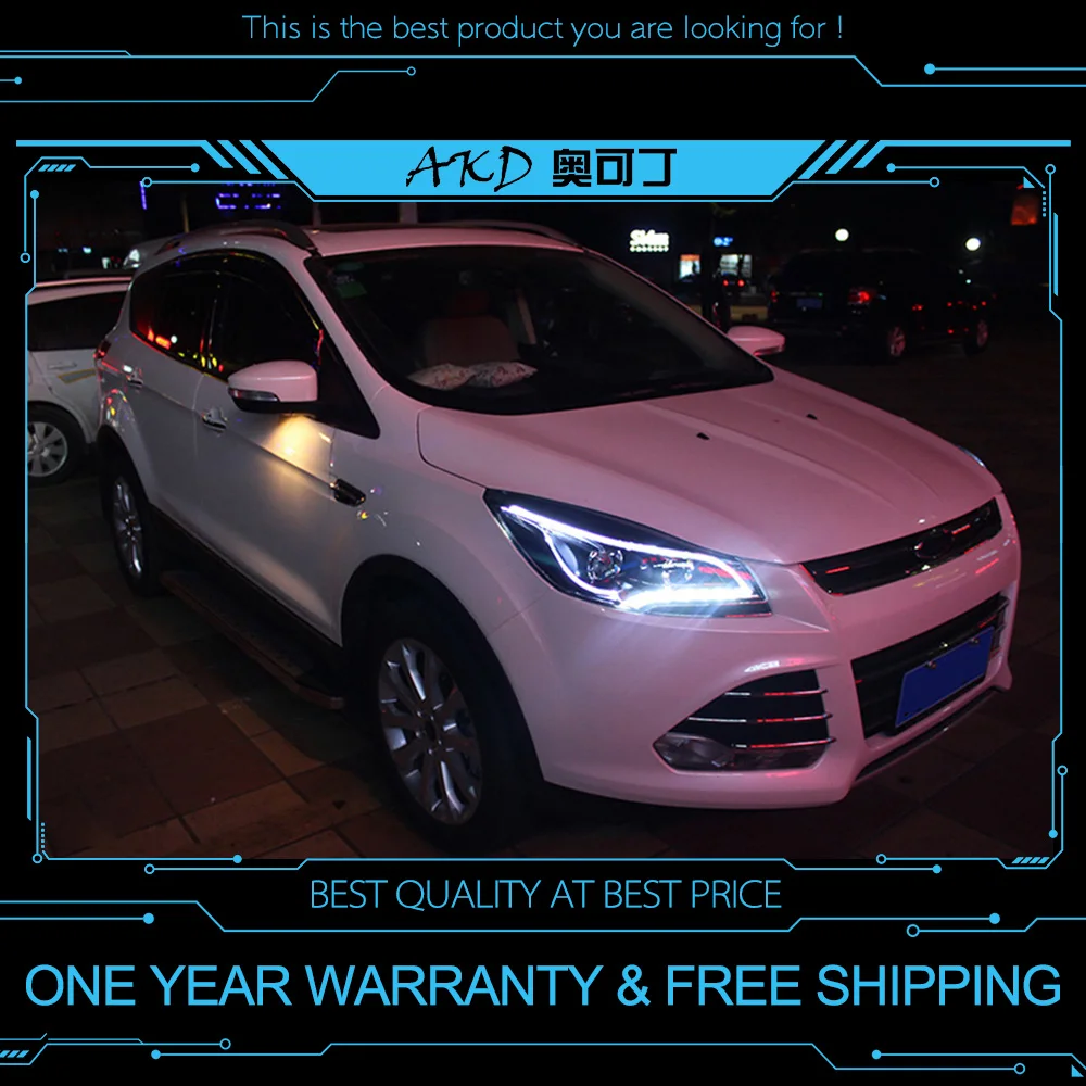 AKD тюнинг Автомобильные фары для Ford Escape KUGA 2013 светодиодные фары DRL ходовые огни Биксеноновые Противотуманные фары ангельские глазки авто