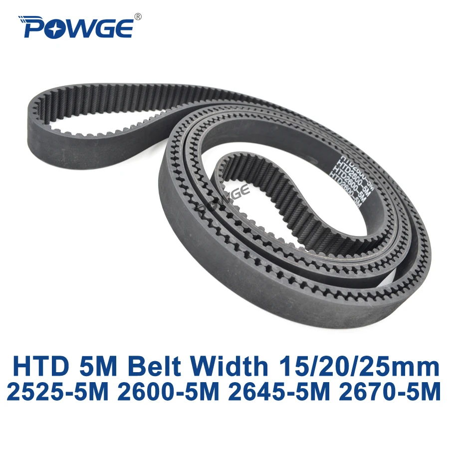 Powge HTD 5 м Синхронный ремень ГРМ C = 2525/2600/2645/2670 ширина 15/20 /25 мм зубы 505 520 529 534 HTD5M 2525-5 м 2600-5 м 2670-5 м