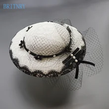 BRITNRY Свадебная шляпа ручной работы кружевные цветы с фатиновой винтажной вуалью шляпы Свадебные вечерние свадебные аксессуары