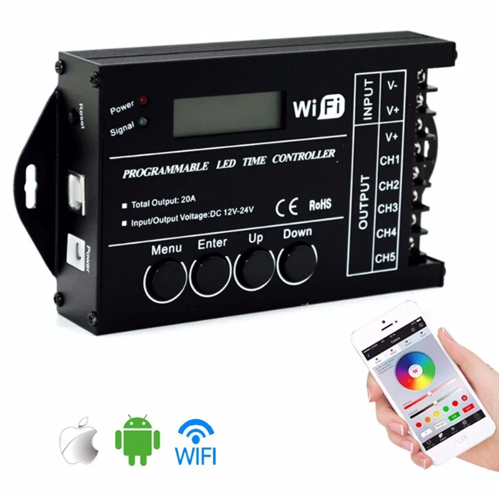 

Wifi TC421 programmable led time controller, smart phone control USB interface led RGB controller, timmer lighting DC12~24V