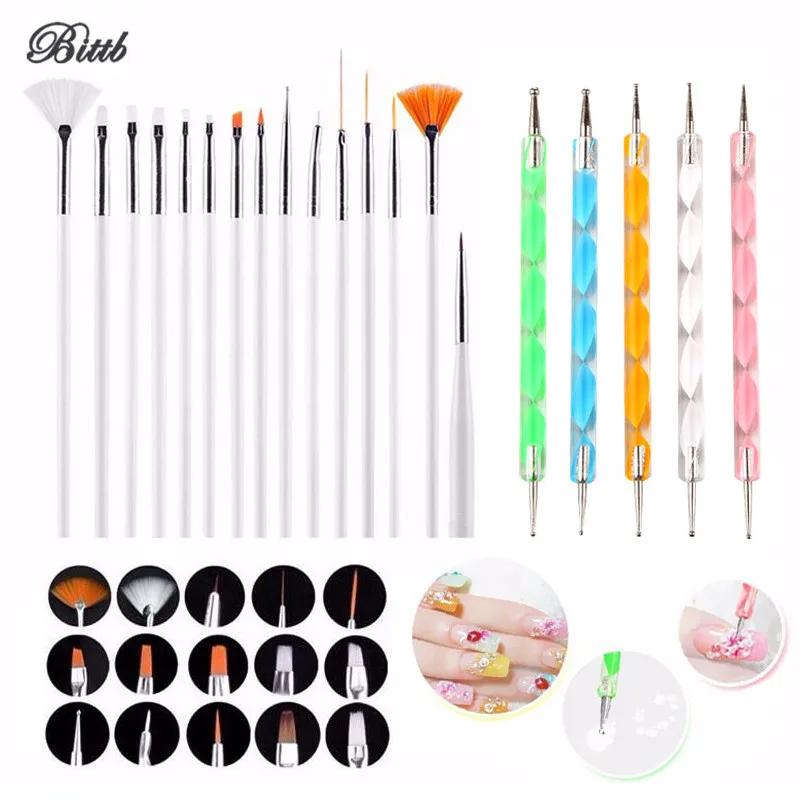 

Bittb Nail Tool Set Nail Brush Dotting Pen Manicure Beauty Nail Art Drawing Brush Set Polish Art Painting Brush Gel Dotting Tool