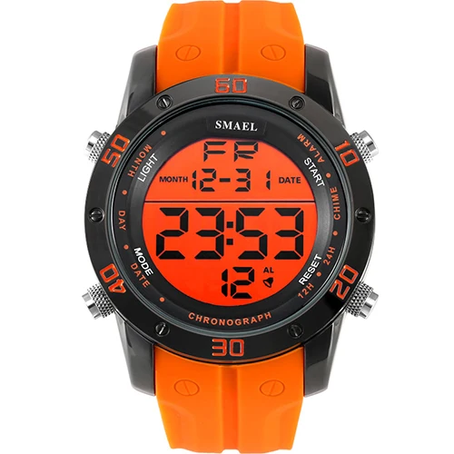orange digital watch