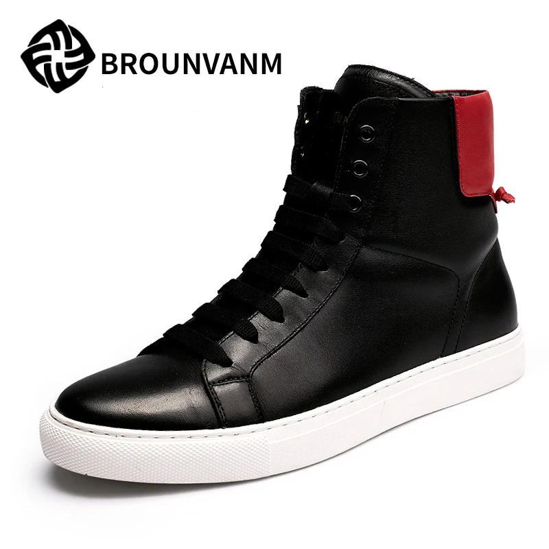 

New high shoes casual leather shoes 2017 color Kobron fashion shoes trend of Korean men boots