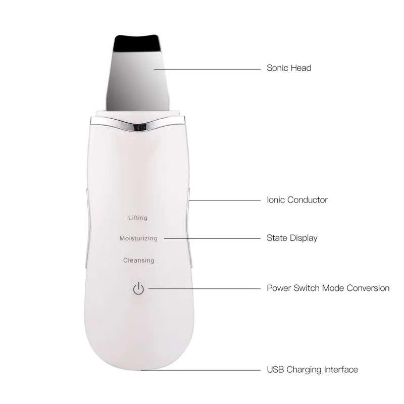 Máquina de Massagem Purificador da Pele Cuidados com a Pele Levantamento + Rosto Ultra Sônica Ultra-som Facial Poros Cleaner Peeling Vaporizador Nano Névoa Pulverizador 11 a pele peeling levantamento + rosto vaporizador nano névoa pulverizador