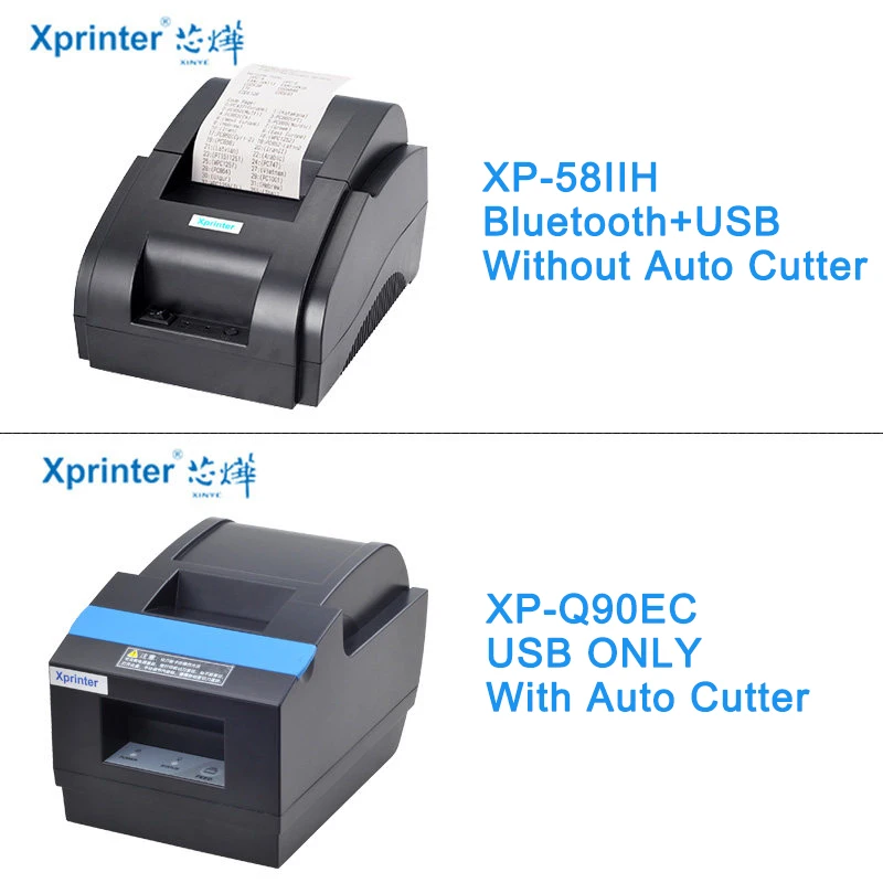 Xprinter 58 مللي متر قاطع آلي استلام طابعة بلوتوث الحرارية طابعات Pos ل iOS الروبوت الهاتف USB بلوتوث ميناء ل مخزن