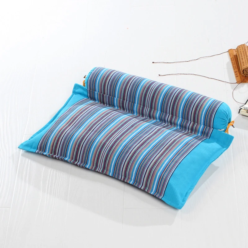 

2 Pcs Therapy Neck Pillow Rectangle/Column Shape Buckwheat Filling Sleeping pillows Striped Pattern Polyester Candy travesseiro