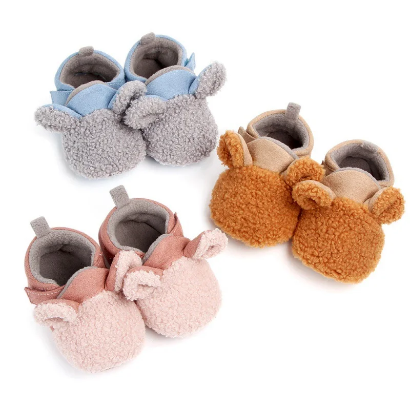 Autumn Winter Baby Shoes Coral Velvet Cartoon Baby Girl Shoes Home First Walkers Fashion Princess Baby Boys Girls Shoes 0-12M