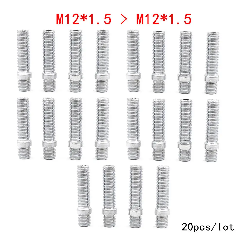 

20PCS Extended Wheel Stud Conversion M12x1.5 to M12x1.5 58mm Screw Adapter Kit