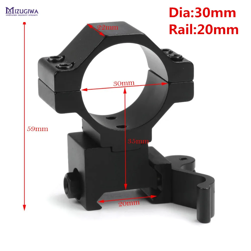 

MIZUGIWA Weaver Picatinny QD Quick Release 30mm 25.4mm 1" Mount Caza Fits Ring Adapter 20mm Rail Scope Flashlight Laser Pistol