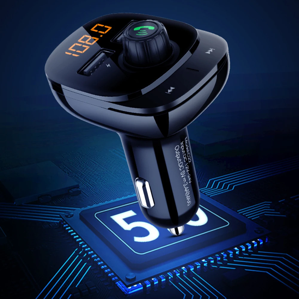 Авто 3.4A Быстро Dual USB Автомобильное зарядное устройство для устройства Handsfree Car Kit Bluetooth 5,0 MP3 плеер FM передатчик Поддержка TF карты U диск Мощность адаптер