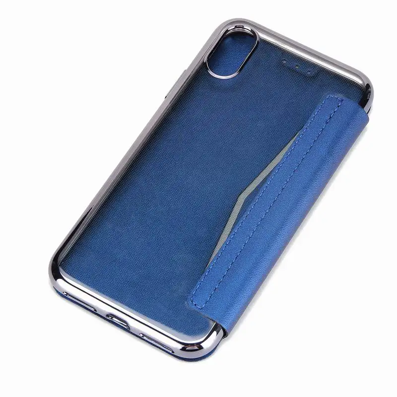 Для Apple iPhone X 11 Pro Чехол тонкий Чехол-книжка из искусственной кожи силиконовый флип-чехол для iPhone X 8 Plus чехол с бумажником держатель для карт телефона Полный - Цвет: Blue