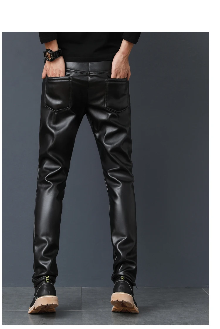 2201 зимние брюки из искусственной кожи мужские обтягивающие ветрозащитные водонепроницаемые мотоциклетные высокие эластичные обтягивающие брюки из искусственной кожи размера плюс