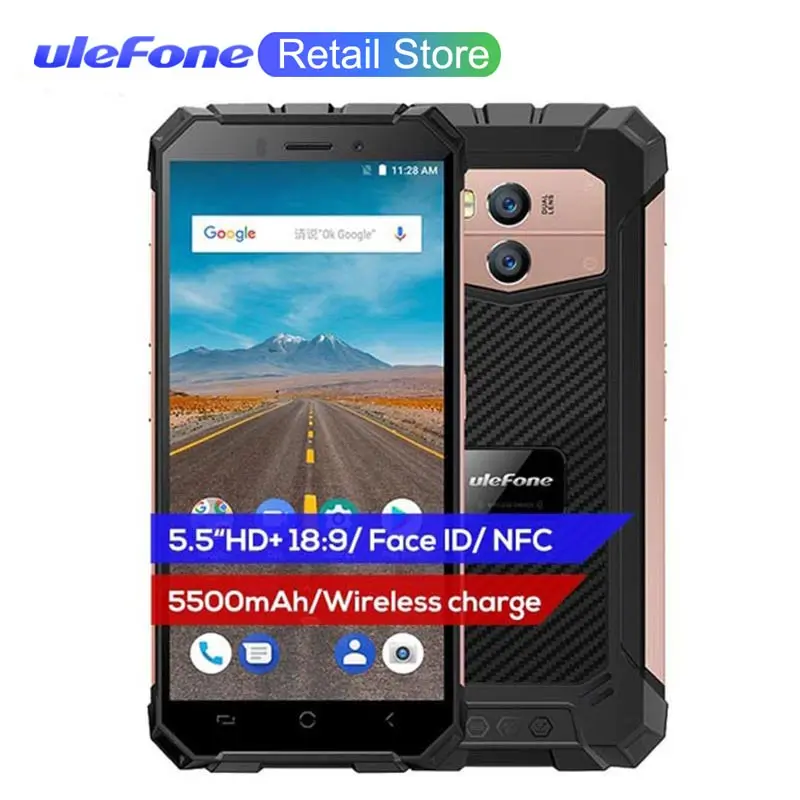 Ulefone Armor X Водонепроницаемый IP68 смартфон 5," HD+ 18:9 четырехъядерный Android 8,1 2 ГБ+ 16 Гб 13 МП NFC 5500 мАч беспроводной зарядный телефон