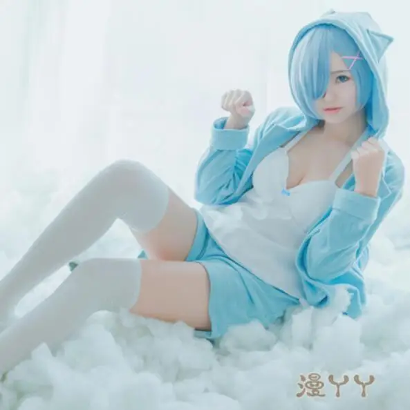 Re:Zero kara Hajimeru Isekai Seikatsu Cos Rem Ran косплей синий каток Повседневная Пижама с мультяшным
