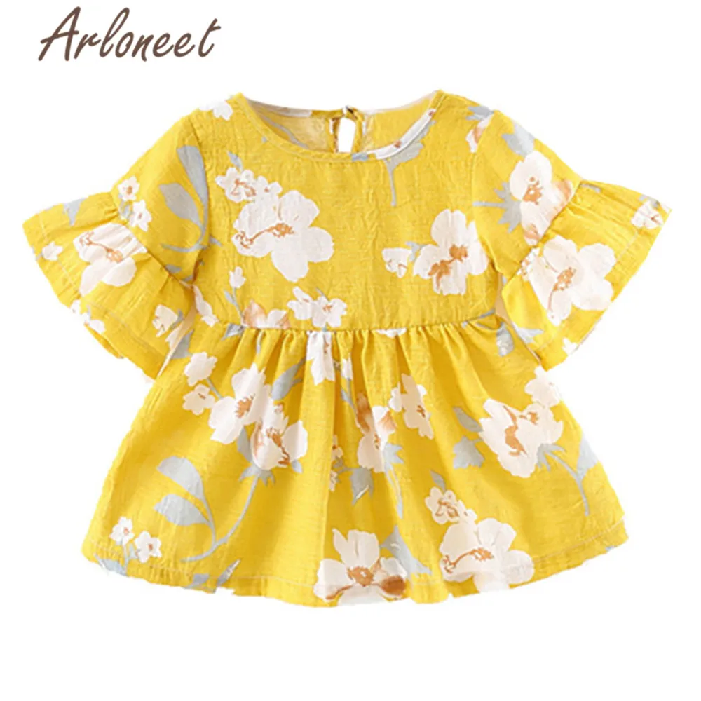 

ARLONEET Clothes baby girl Ruffle dress kids cotton casual dress knee length girls outfit 2019 baby girls summer floral dress
