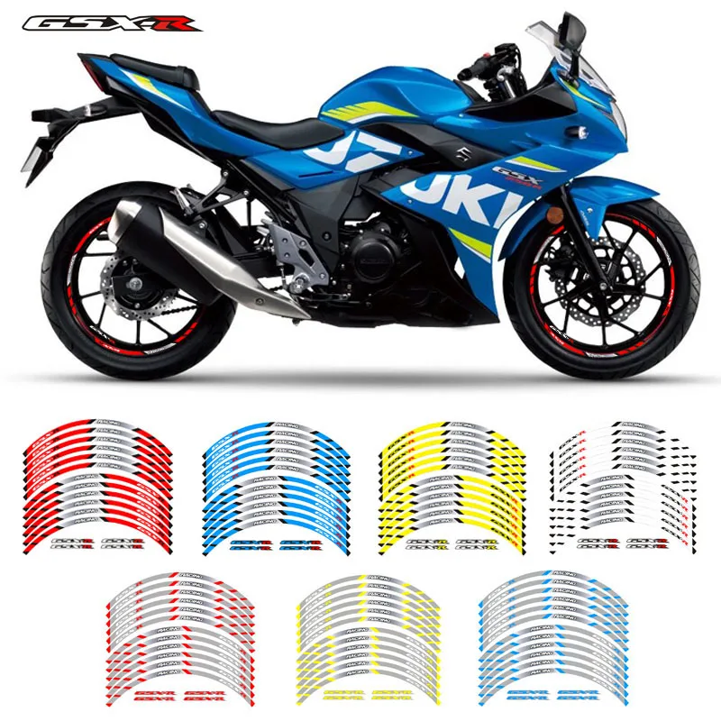 

New high quality 12 Pcs Fit Motorcycle Wheel Sticker stripe Reflective Rim For For Suzuki GSX-R GSXR600 750 1000 250 400