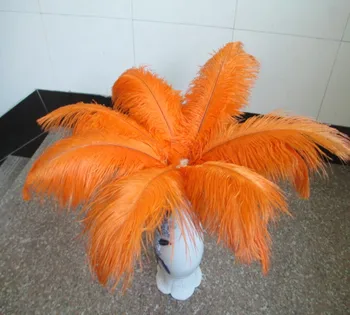 

Hot! 100 Pcs/lot long 12-14 inches / 30-35 cm orange Color Ostrich Feathers ostrich plumes for party /wedding decorative