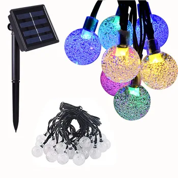 

12M 100LED Solar Outdoor Crystal ball String Light Waterproof Garden Copper Wire Christmas Garland Party Wedding Decoration