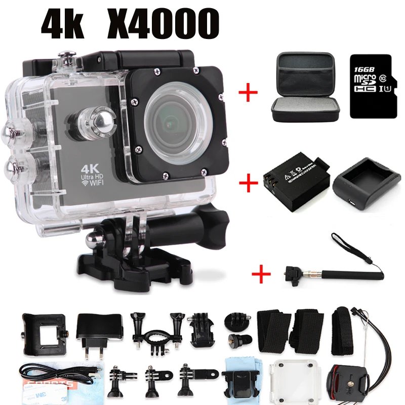 Action Camera Diving Camera X4000 4K WiFi 15fps Sport extreme Helmet mini Cam 30M Waterproof camera waterproof PK EKEN H9