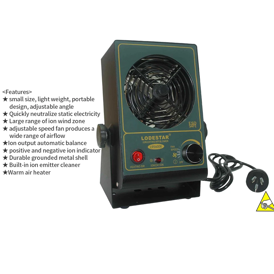 L95600E Ion Fan In Addition To Static With Heater Device Built-in Ion Emitter Cleaner For Pipeline Workbench