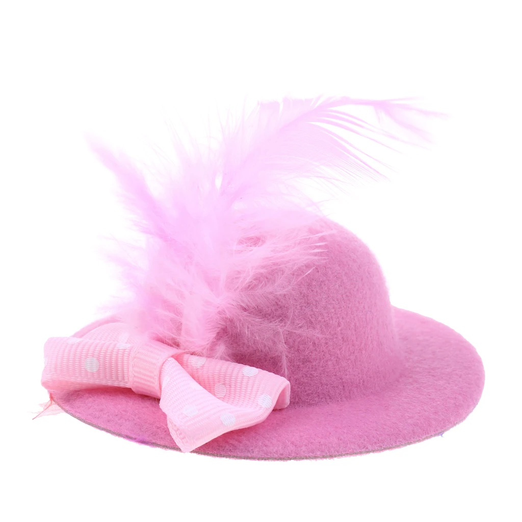  3Pcs Trendy Lady Vintage Round Bowler Doll Hats Caps for 28-30cm   Doll Headdressing Cotume Clothes Accessory Pink
