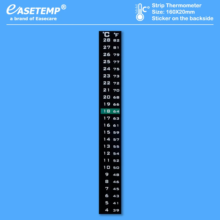 

10pcs/lot Free Shipping Strip Thermometer (4-28 degree in Celsius and Fahrenheit) with Sticker on the backside