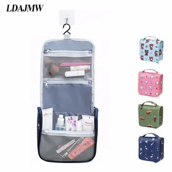 

LDAJMW Cartoon Flamingo Hanging Cosmetic Bag High Capacity Women Zipper Makeup Case Portable Wash Bag Handbag Travel Organizer