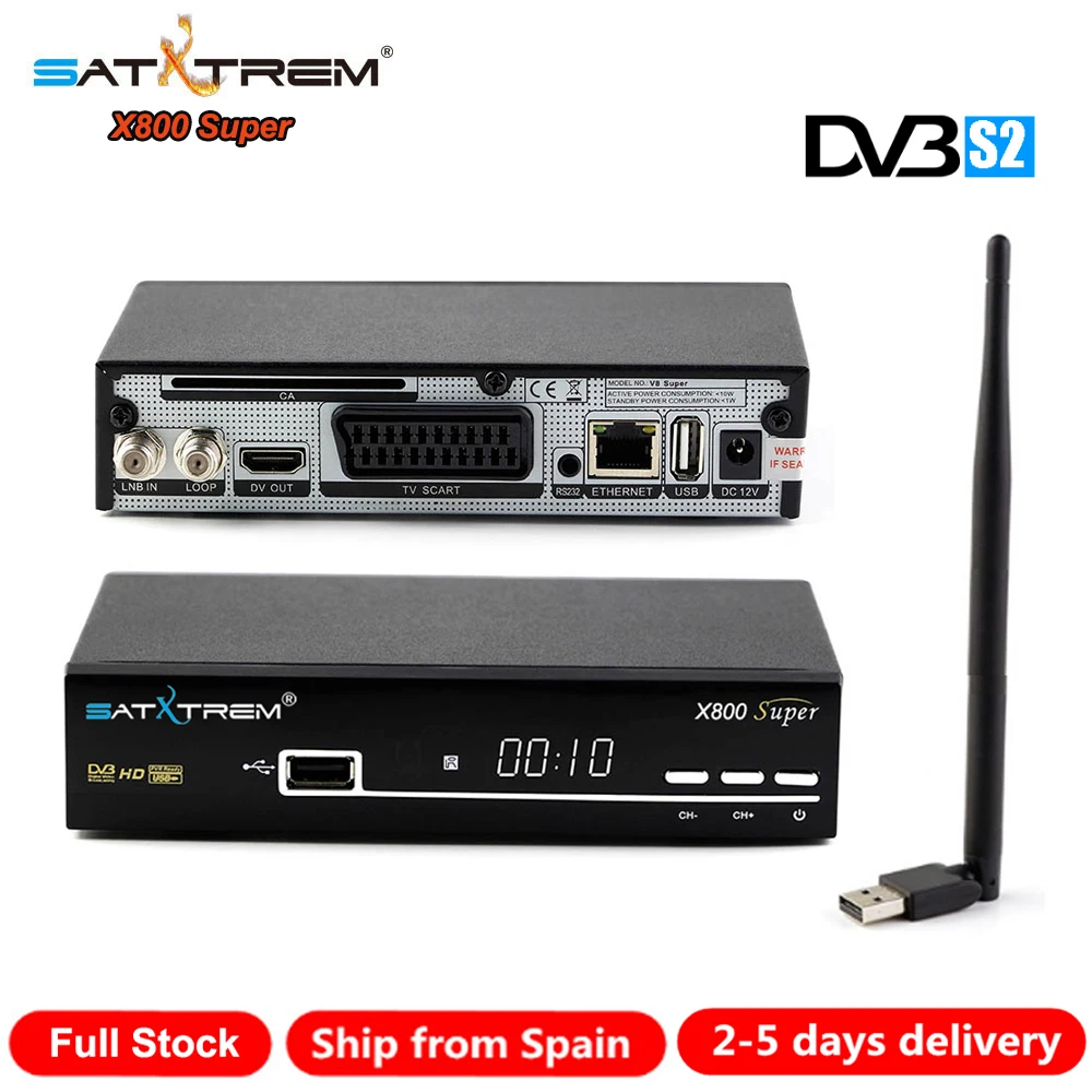 Новый Satxtrem X800 Супер Спутниковый ресивер Полный 1080 P + 1 шт. USB Wi-Fi DVB-S2 HD Поддержка H.264 powervu youpron телеприставку питания vu