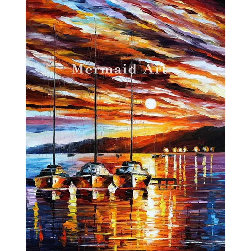 

Hand Painted Oil Painting In Expectation Of Wind On Canvas For Abstract Palette Knife Painting Living Room Wall Decor Artwork