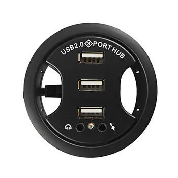 

Newest Computer Cables G4 Office PC Desk Round Hole USB2.0 Splitter USB Hubs Converter Expansion Audio Connecto Port Plug play