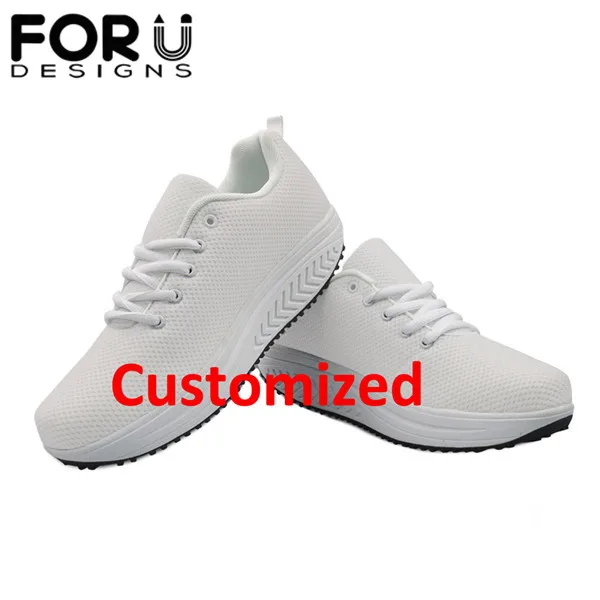 FORUDESIGNS/Женская обувь для медсестры с сетчатым верхом; весенние женские туфли на плоской платформе, визуально увеличивающие рост, с 3D принтом - Цвет: Customized AS