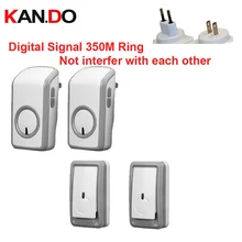 Евро/США Plug излучателей+ 2 приемник беспроводной дверной звонок Водонепроницаемый 380 метра дверной звонок 48 мелодии дверной кольцо цифровой сигнал дверной Звонок