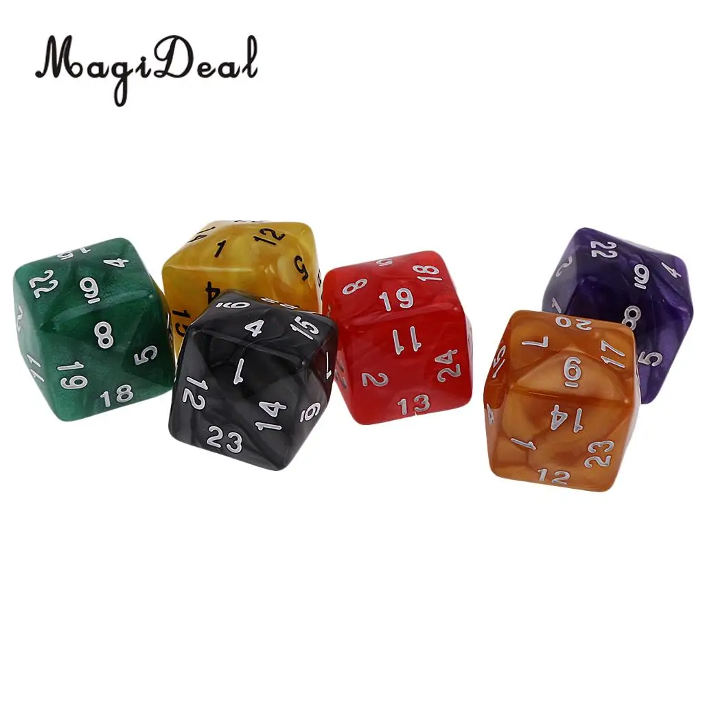 MagiDeal Hot Sale 12Piece Acrylic D30 D24 Polyhedral Dice Dies for D&D TRPG Party Board Game Toy Pearl