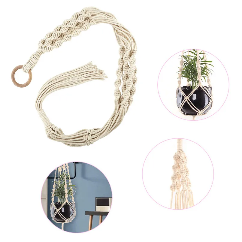 Macrame Plant Hangers Hanging Basket Hanging Plant Holder Bohemian Decor Plant Net bag wall hanging basket #2l16 (11)