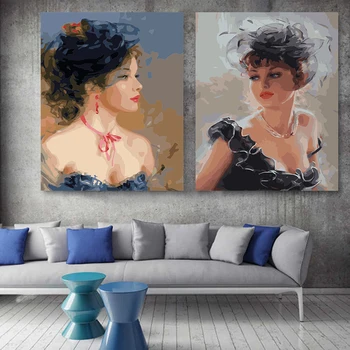 

European lady portrait painting classical realistic girl shy dancer romantic warm aristocratic paint by number art painting