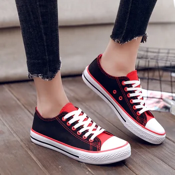 

2019 Spring autumn woman Skateboarding Shoes Wild Stitching Contrast color woman Canvas Shoes fashion trend Woman sneakers K2-30
