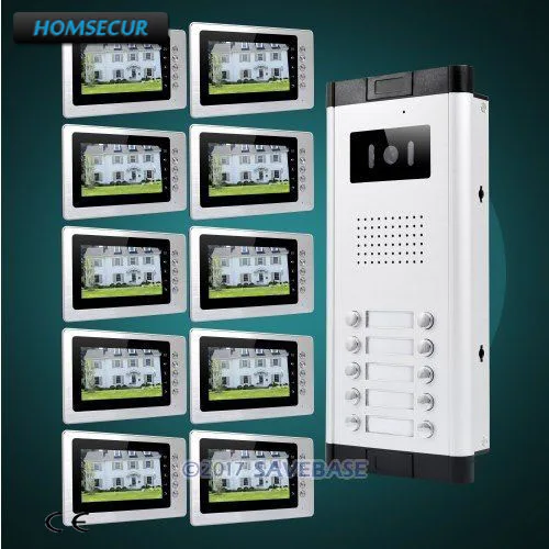 HOMSECUR 7&quot LCD Video Doorbell Security Intercom with Dual-way for 10 Apartment XC061-10+XM705 | Безопасность и защита