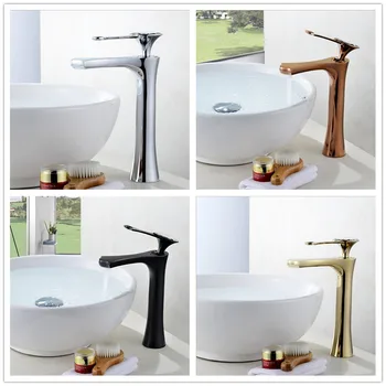 

Basin Faucets 4 colors Faucet Single Hole Single Handle Basin Faucet Crystal Handle Silver Mixer Tap Black Painted/rose gold