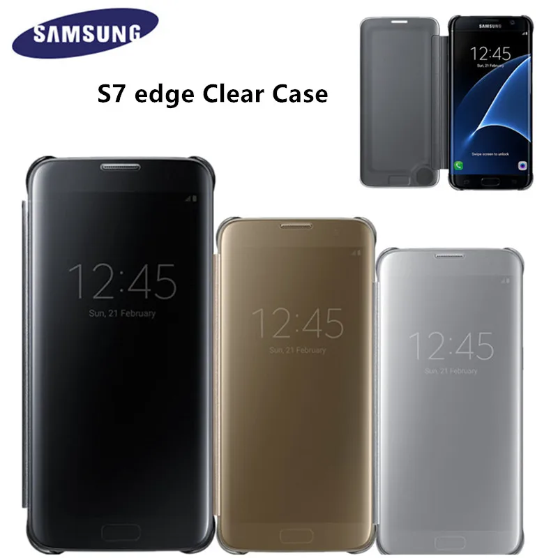 Original Mirror Clear View Smart Cover Phone Case EF ZG935 For Samsung Galaxy S7 Edge With