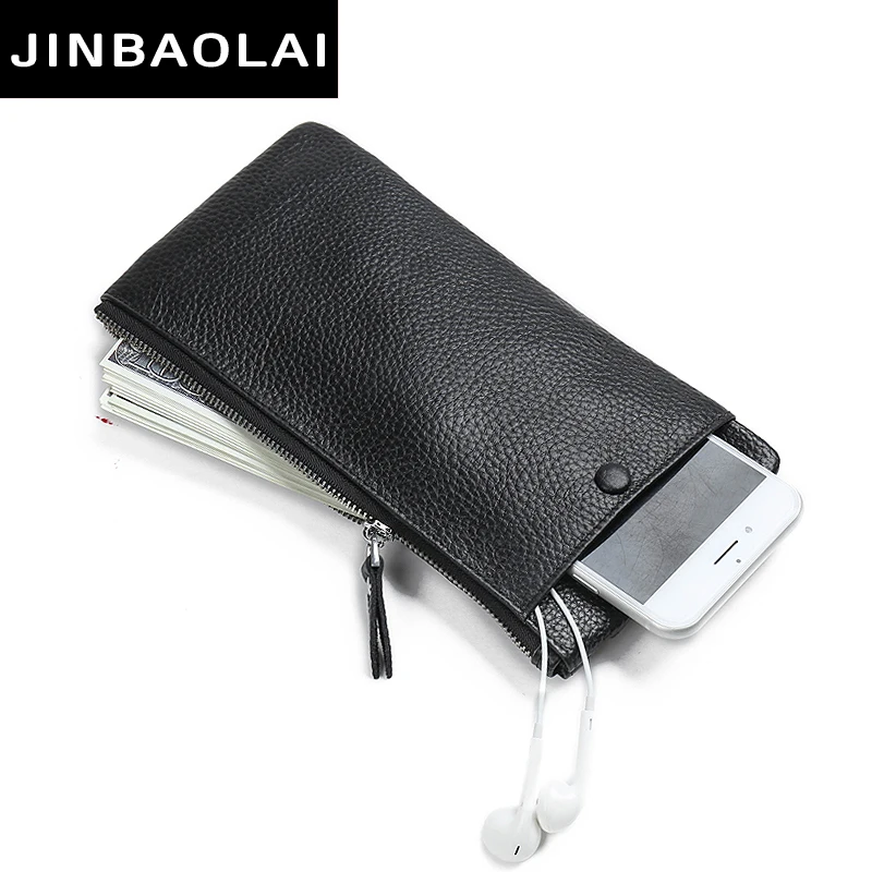 

JINBAOLAI Luxury Male Leather Purse Men's Clutch Wallets Handy Bags fashion Carteras Mujer Wallets Men Black Brown Dollar Price