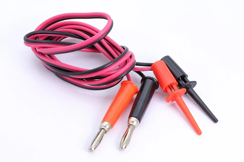 1pc 4mm Banana plug cable to Dual Big Hook Clip Test Probe Cable Leads Alligator clip black&red 1 meter long