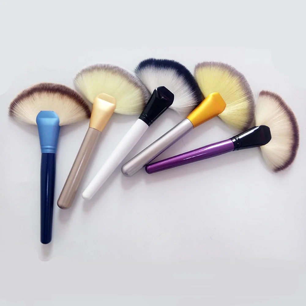 

Clearance Powder Fan Shape Makeup Brushes Persian Brushes Vegan Aluminum Handle Makeup Brushes Professianal Facial Brushes