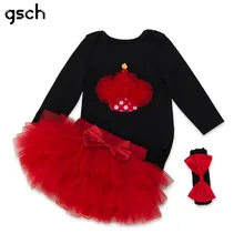GSCH Charistmas/комплект одежды для маленьких девочек, черный комбинезон+ юбка, комплект одежды для маленьких девочек, одежда для младенцев, fille roupas meninas