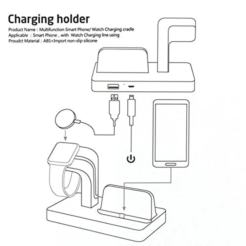  AHHROOU 2 in 1 Charging Dock Station Bracket Cradle Stand Holder Charger For iPhone X 8 7 6S Plus 5