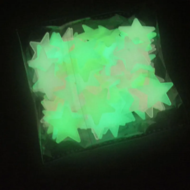 100 шт./пакет 3 см Светящиеся в темноте игрушки светящиеся наклейки-звездочки Спальня диван флуоресцентный игрушка раскраска ПВХ настенные наклейки для детской комнаты