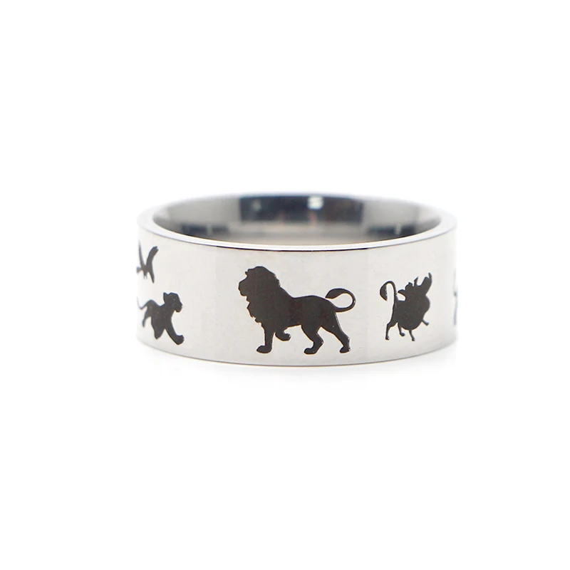 P3855 Dongmanli Кольцо Король Лев кольца для мужчин и женщин вечерние модные черные Серебряные кольца ювелирные изделия - Цвет основного камня: Silver